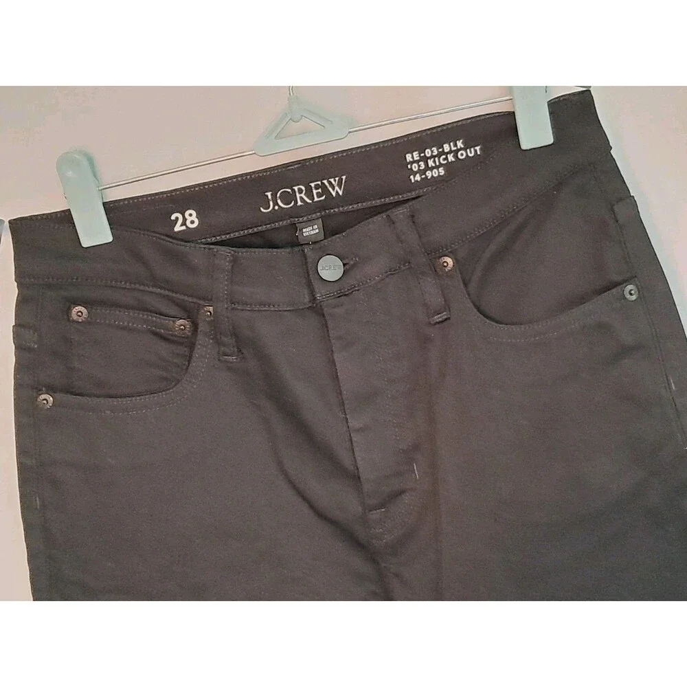 J.Crew '03 Mid-Rise Kickout Jeans Black Kicky Hem High Rise CC527 Size 28 NWT
